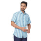 ColorPlus Men Red Stripe Regular Fit Cotton Half Sleeve Shirt