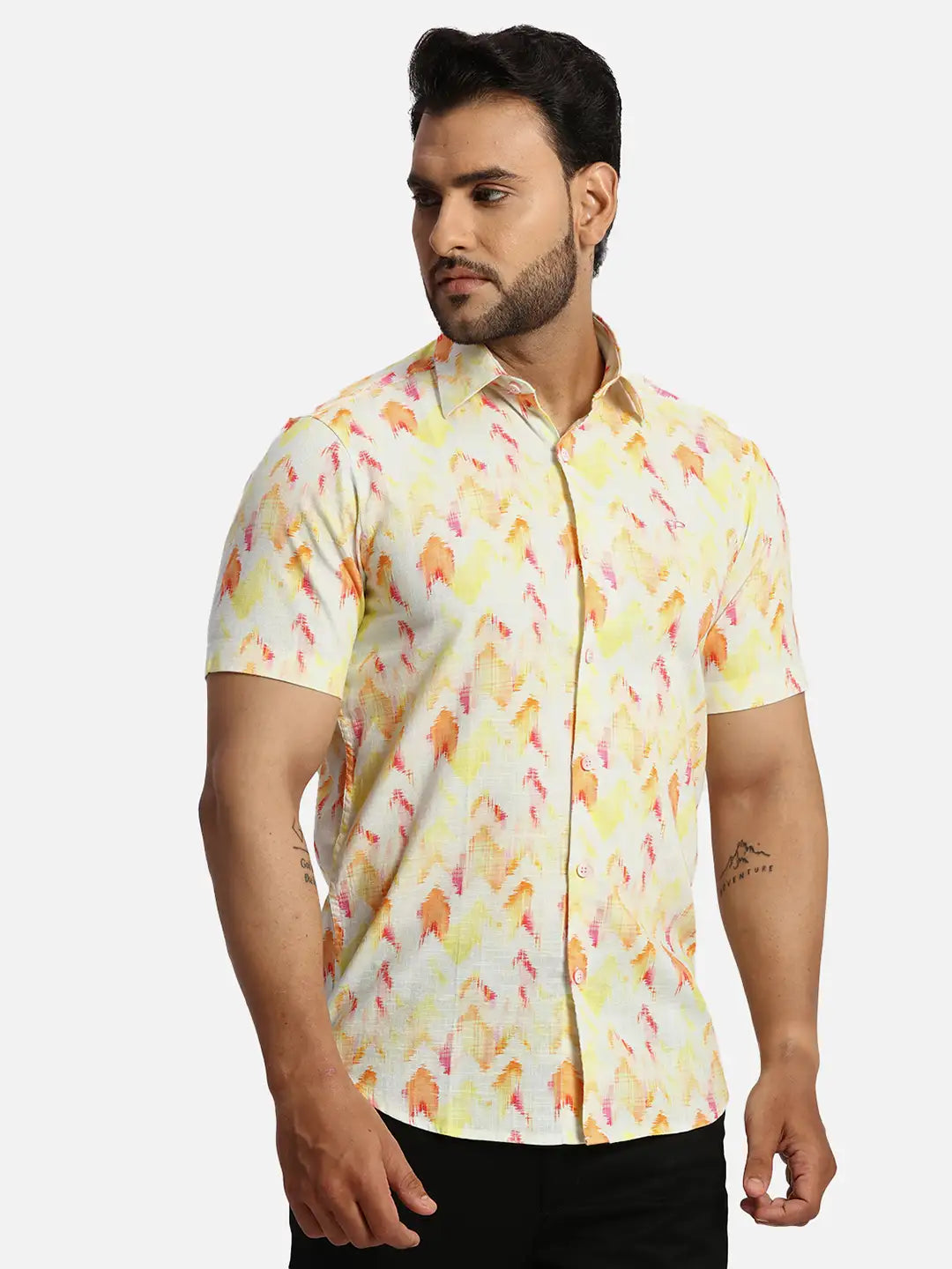 ColorPlus Regular Fit Printed Black Shirt