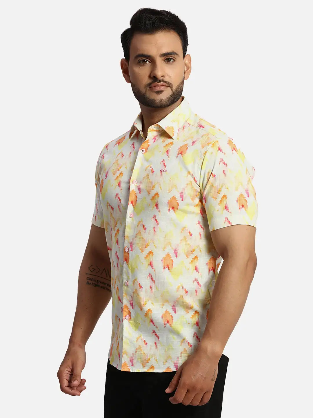 ColorPlus Regular Fit Printed Black Shirt