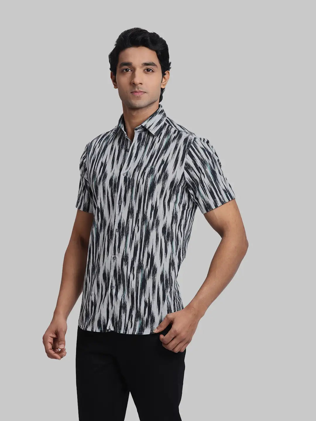 ColorPlus Regular Fit Checkered Black Shirt
