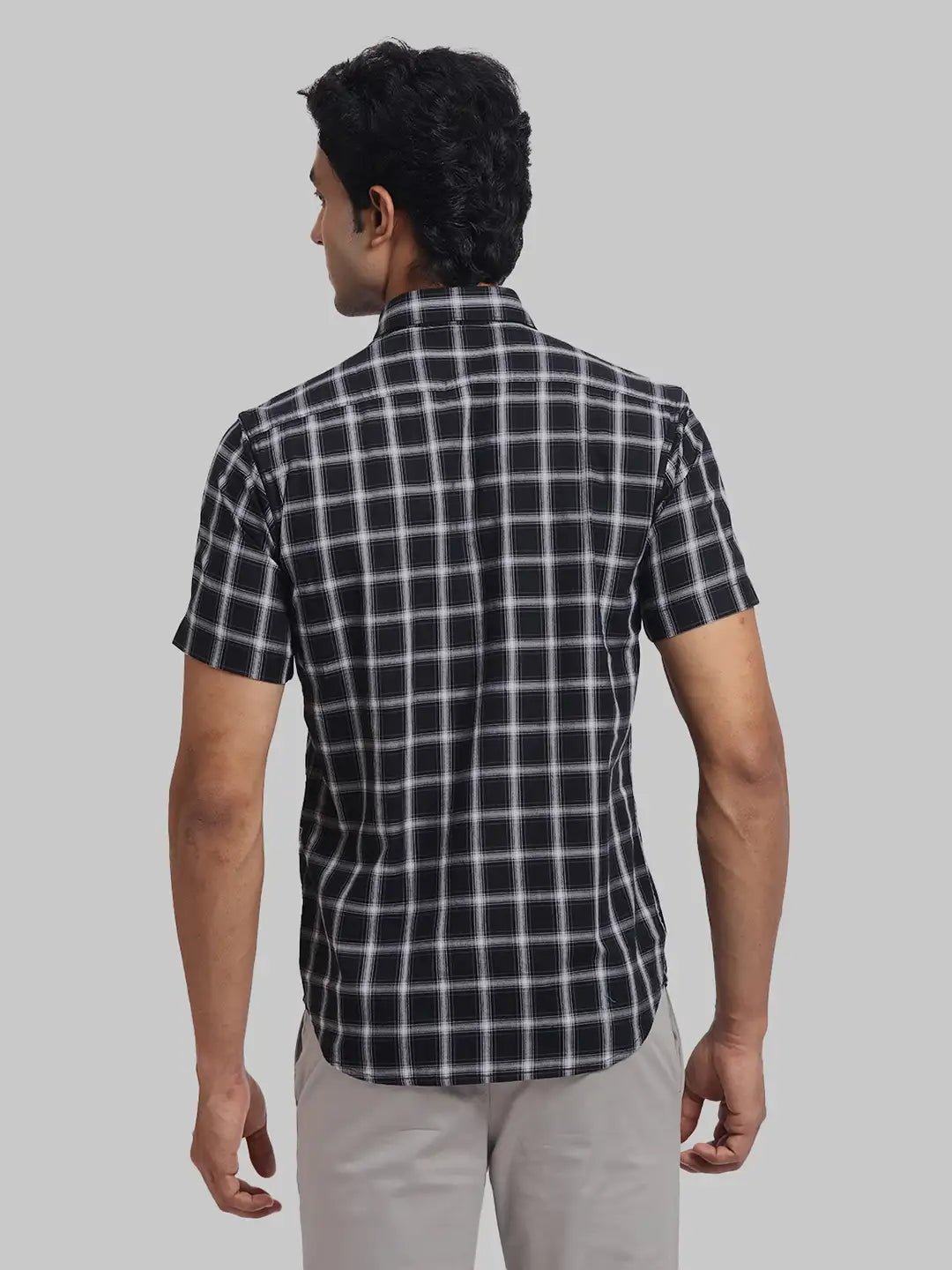 ColorPlus Regular Fit Checkered Dark Grey Shirt