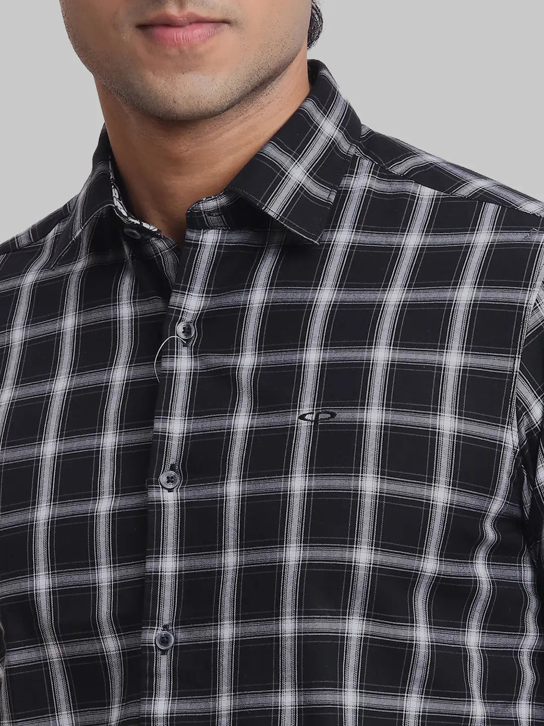 ColorPlus Regular Fit Checkered Dark Grey Shirt