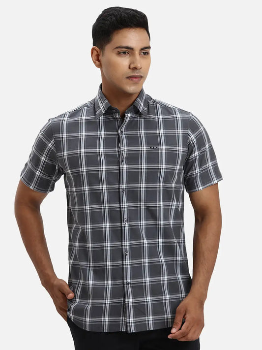 ColorPlus Regular Fit Striped Dark Grey Shirt