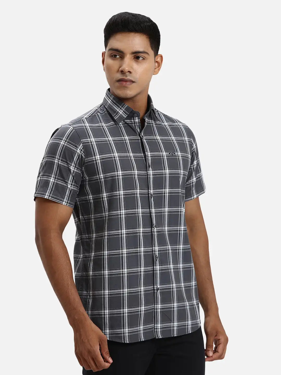 ColorPlus Regular Fit Striped Dark Grey Shirt