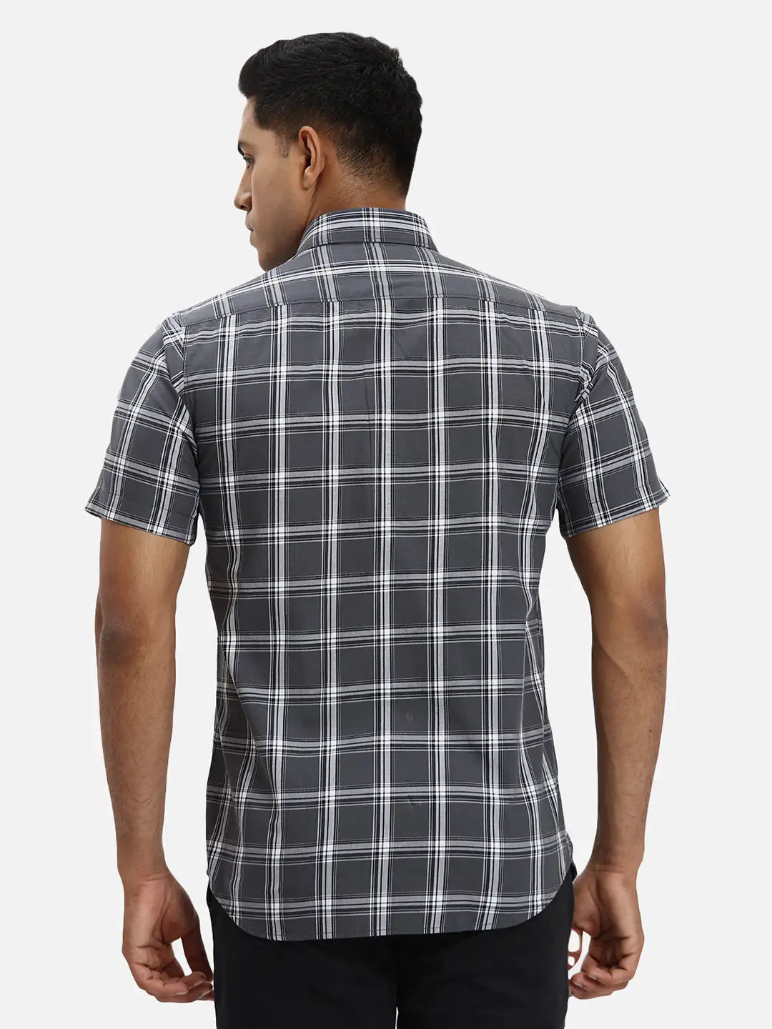 ColorPlus Regular Fit Striped Dark Grey Shirt