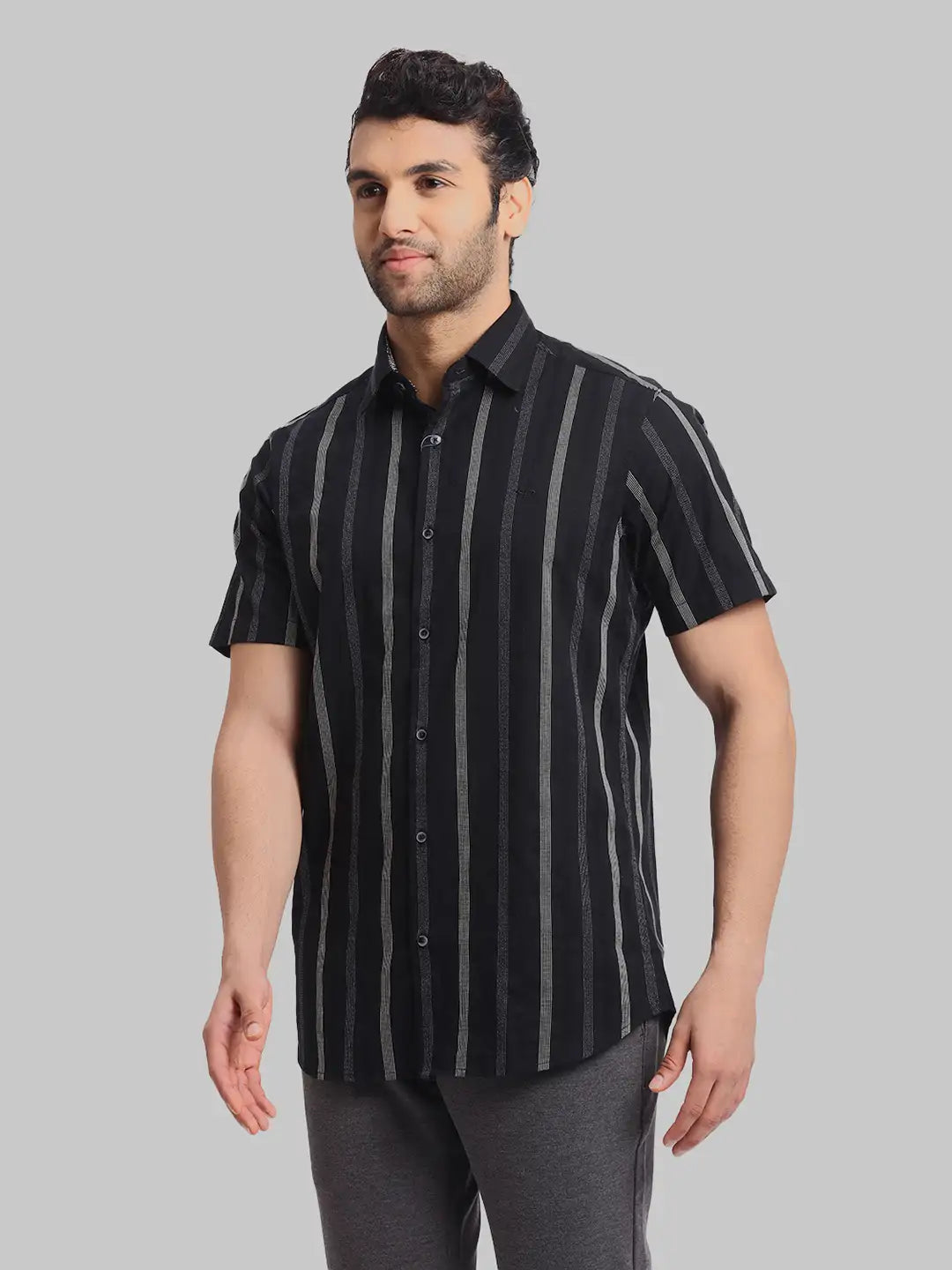 ColorPlus Regular Fit Striped White Shirt