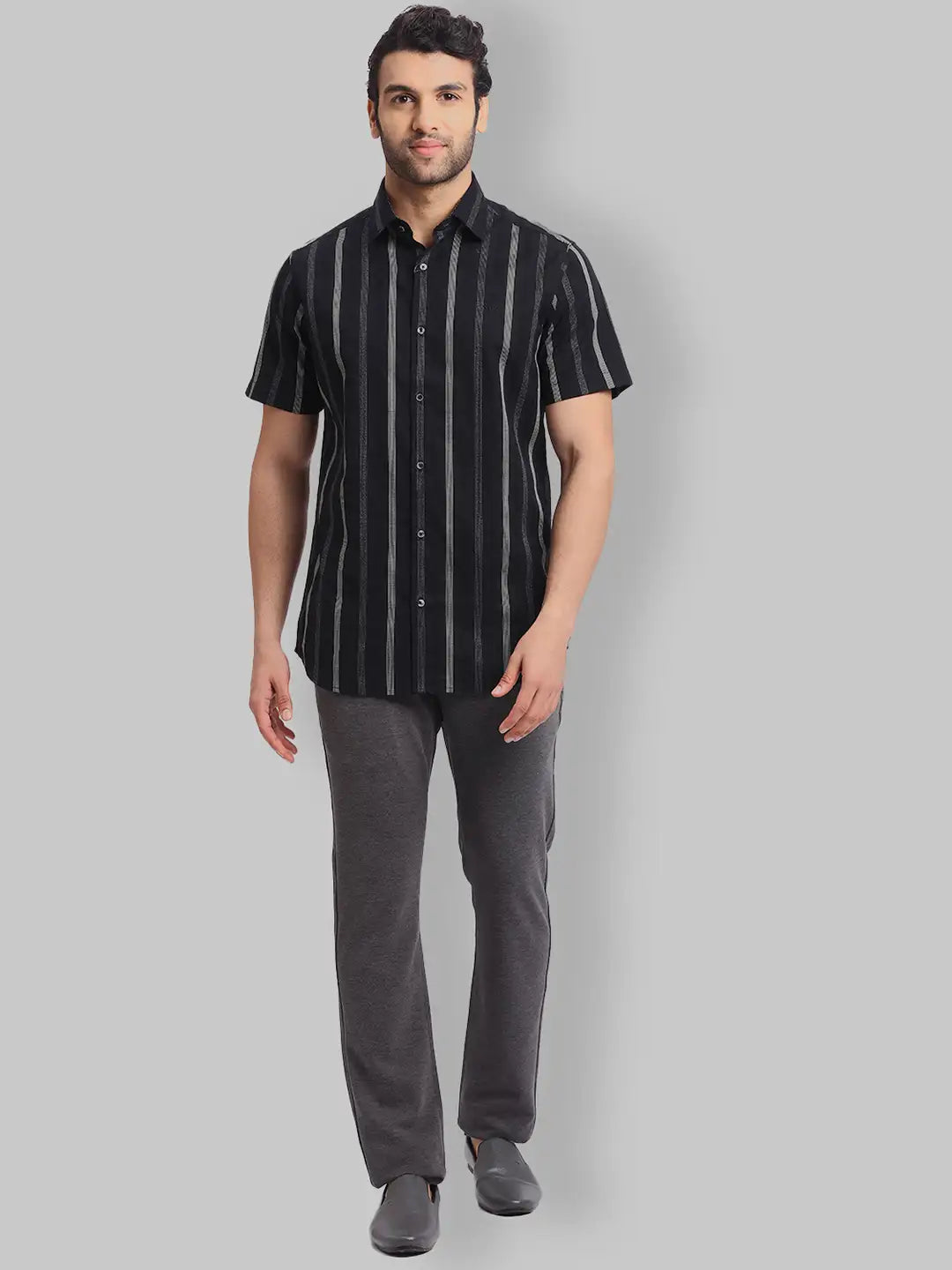 ColorPlus Regular Fit Striped White Shirt