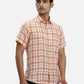 ColorPlus Regular Fit Checkered Medium Green Shirt