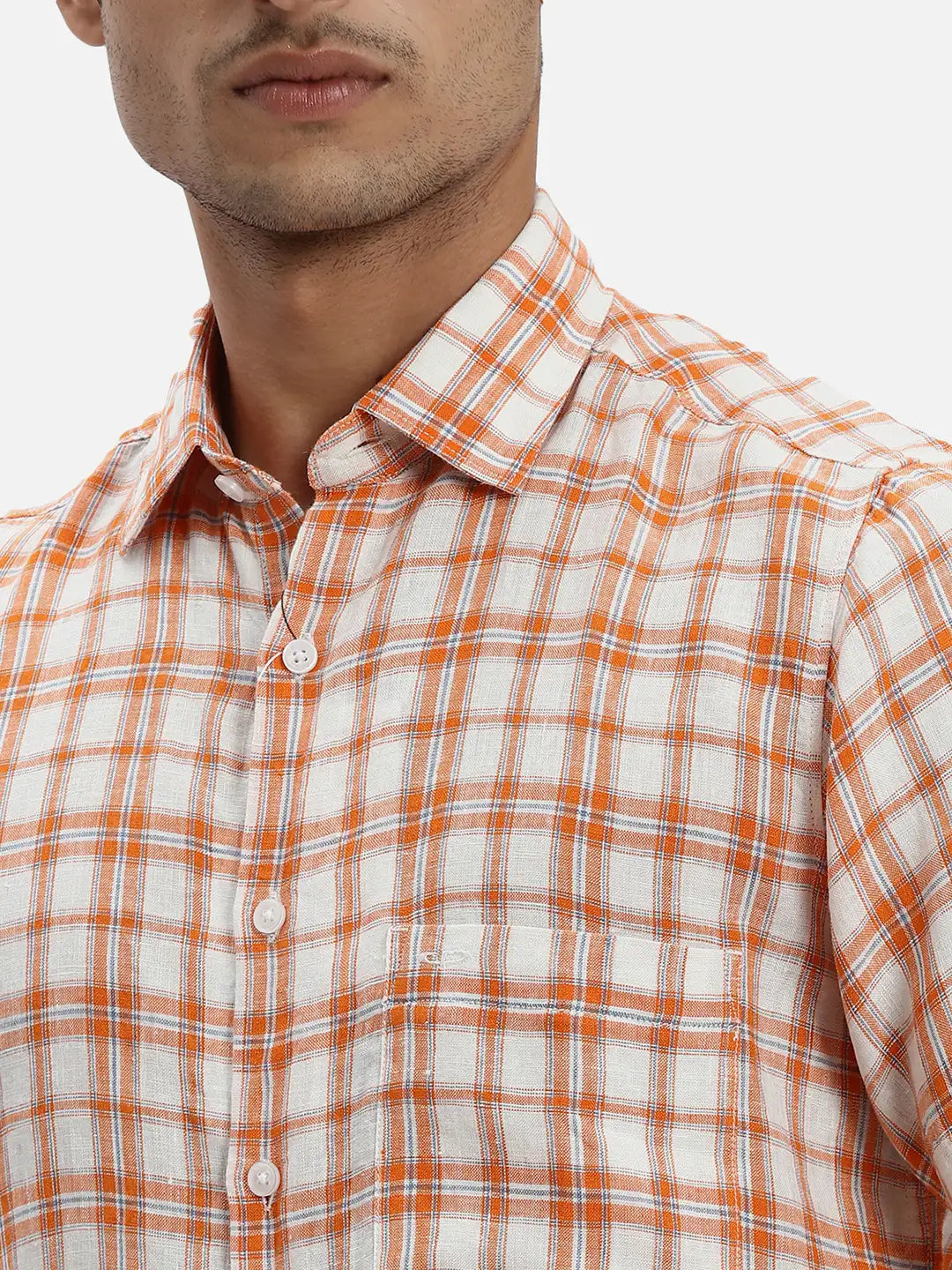 ColorPlus Regular Fit Checkered Medium Green Shirt