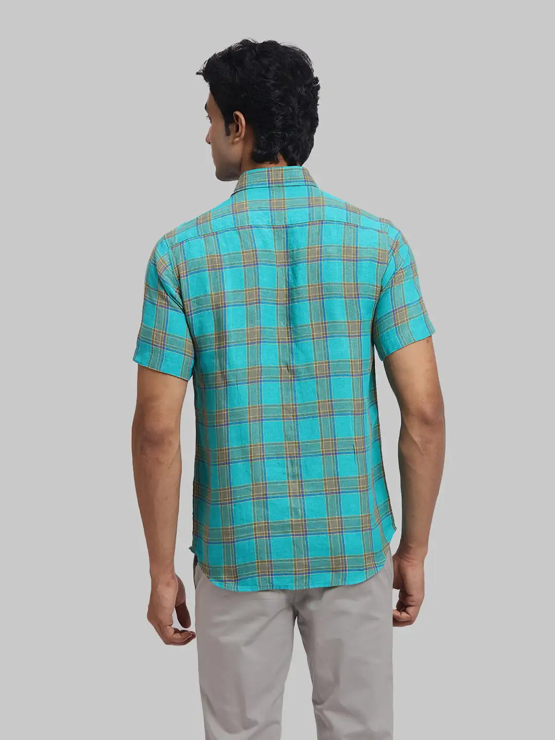 ColorPlus Regular Fit Checkered Medium Orange Shirt