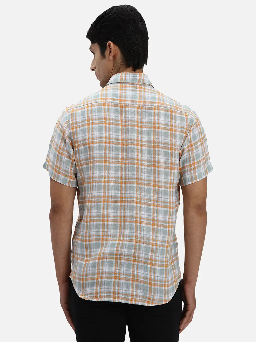 ColorPlus Regular Fit Checkered Dark Green Shirt