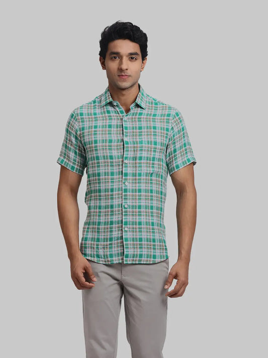 ColorPlus Regular Fit Checkered Dark Brown Shirt