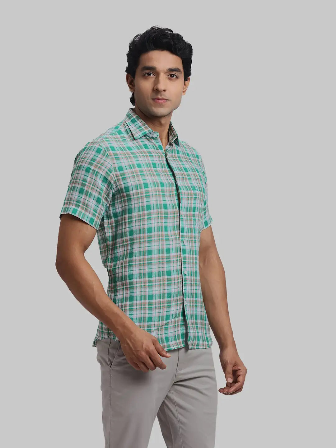 ColorPlus Regular Fit Checkered Dark Brown Shirt