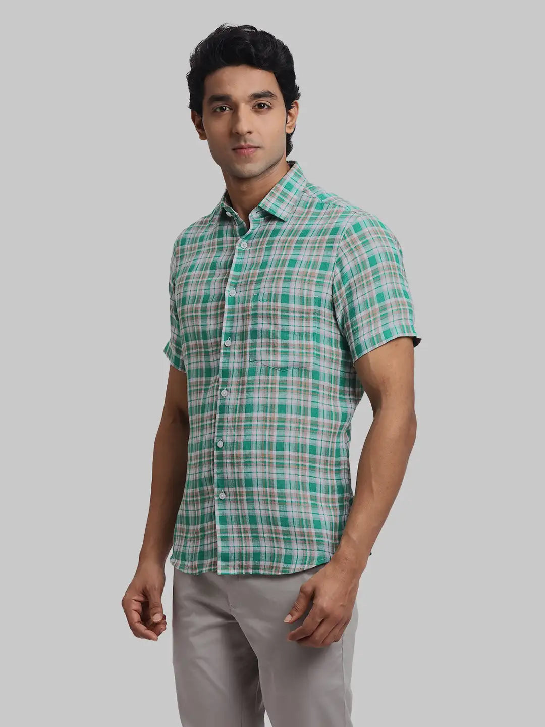 ColorPlus Regular Fit Checkered Dark Brown Shirt