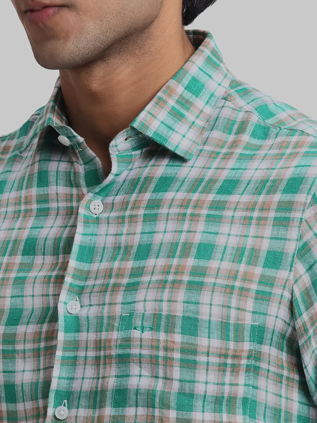 ColorPlus Regular Fit Checkered Dark Brown Shirt