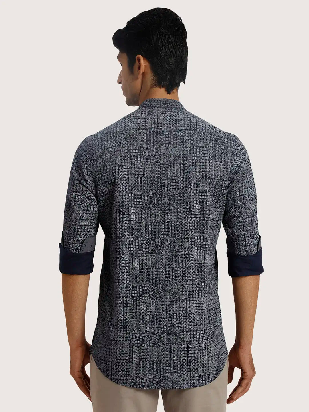 ColorPlus Regular Fit Printed Medium Green Shirt