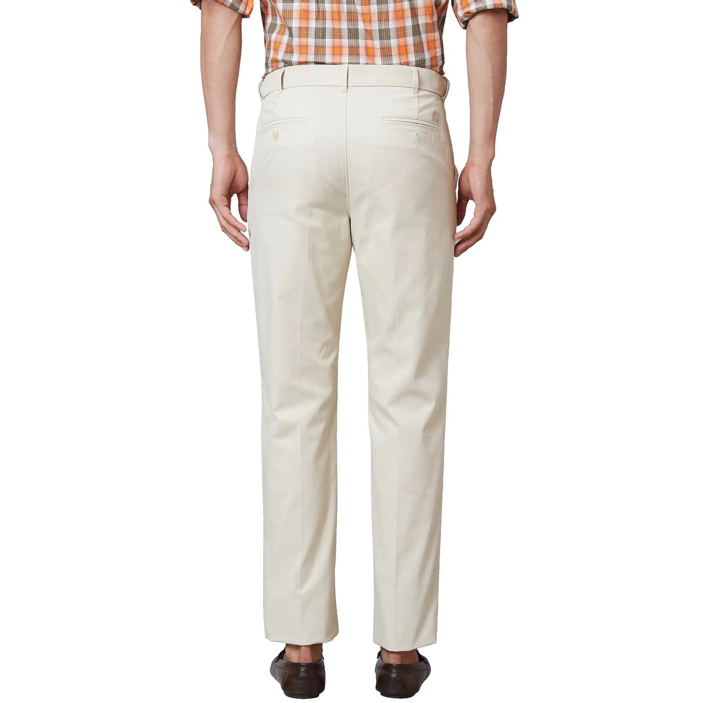 Men Grey Custom Fit Solid Piece Dyed Cotton Trouser