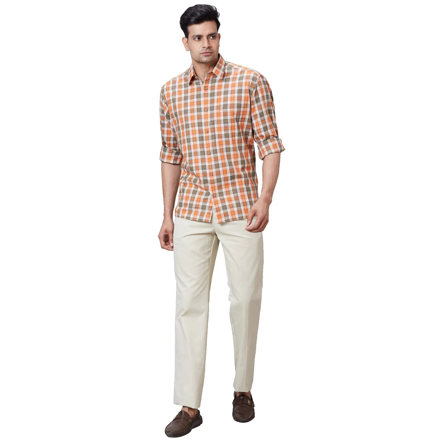 Men Grey Custom Fit Solid Piece Dyed Cotton Trouser