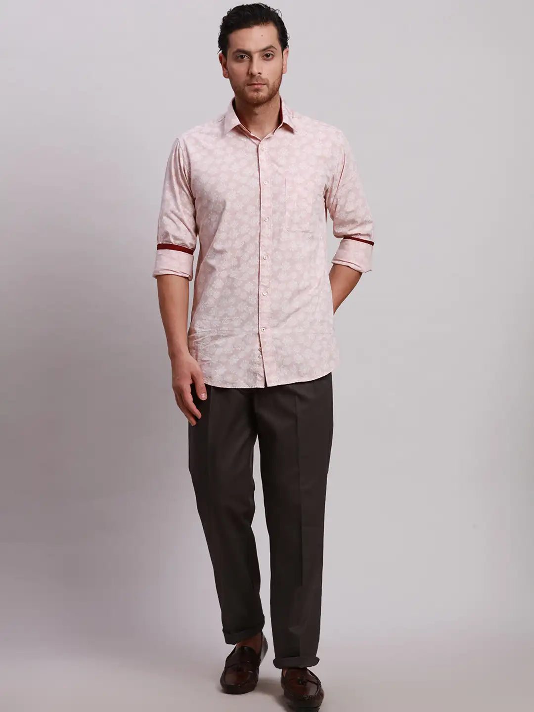 Men Black Custom Fit Solid Piece Dyed Cotton Trouser