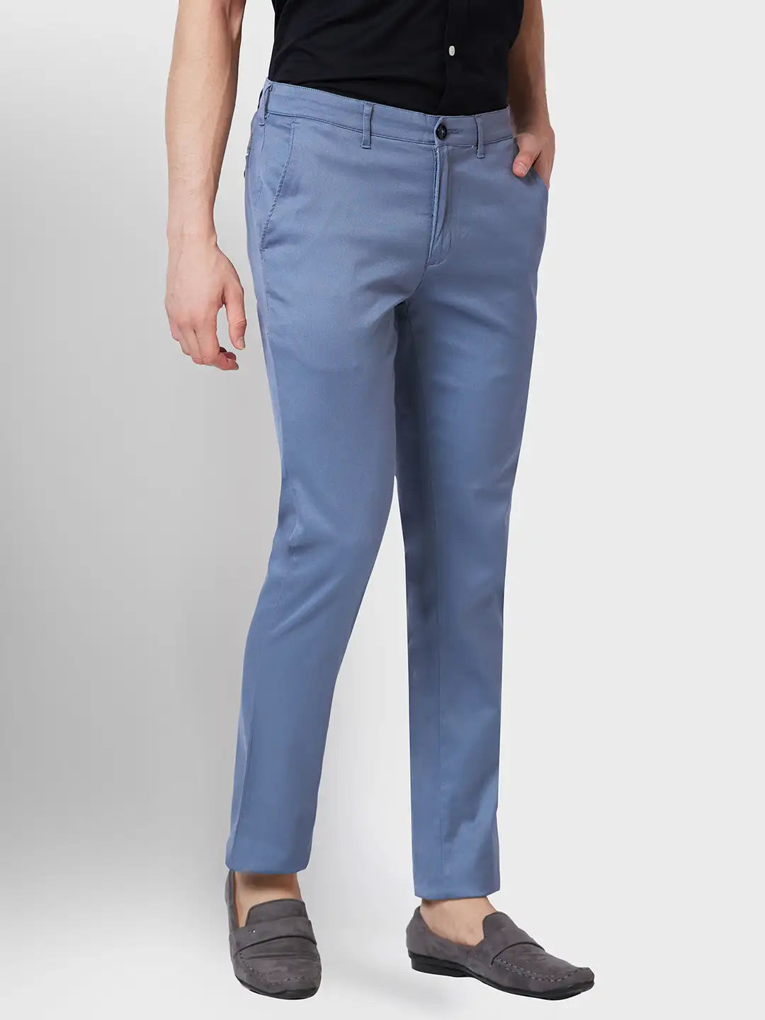 Men Contemporary Fit Grey Trouser