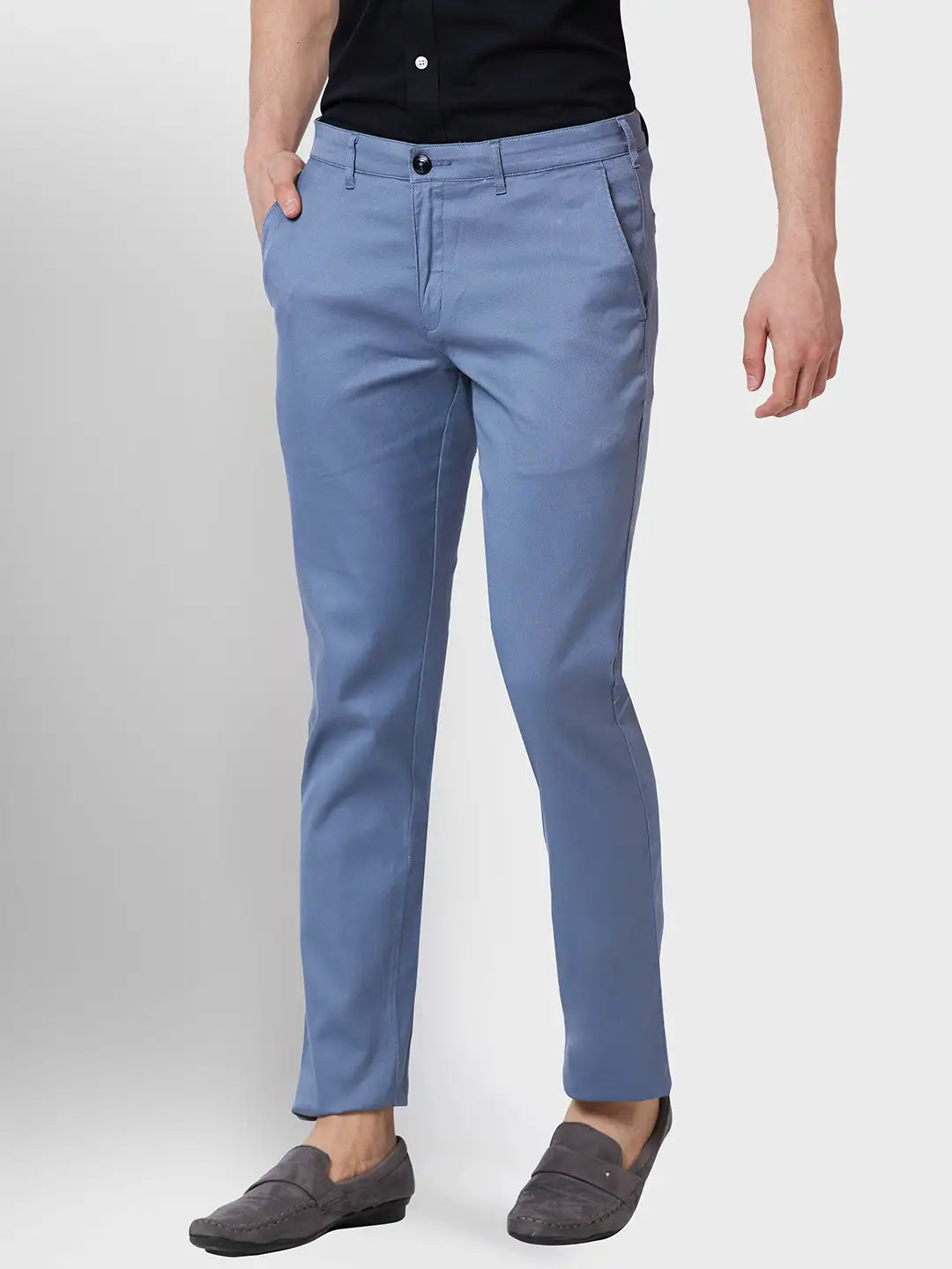 Men Contemporary Fit Grey Trouser