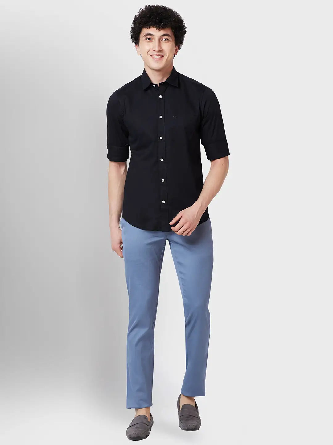 Men Contemporary Fit Grey Trouser