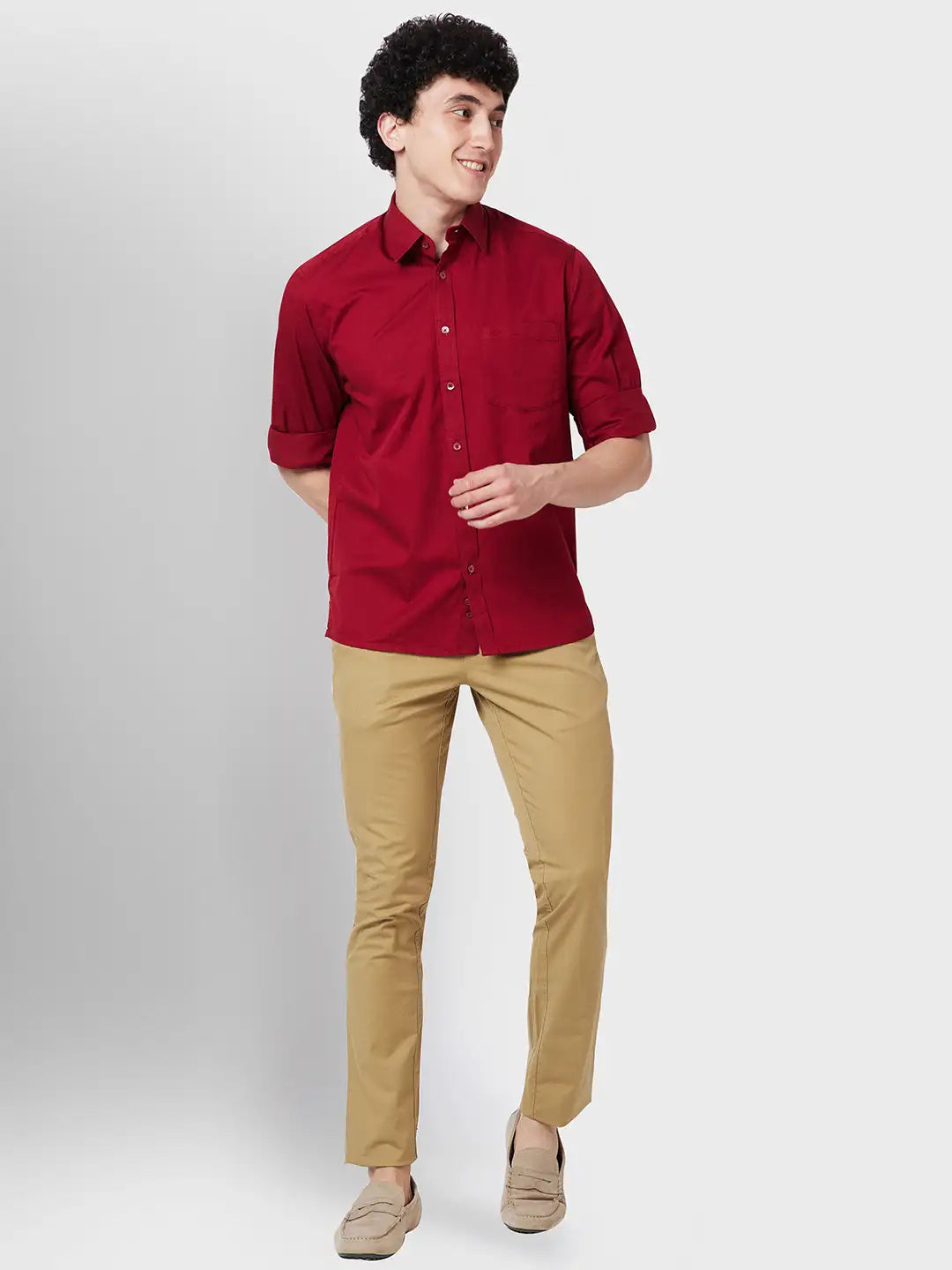 Men Contemporary Fit Grey Trouser