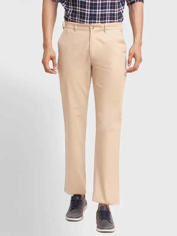 Men Regular Fit Khaki Trouser