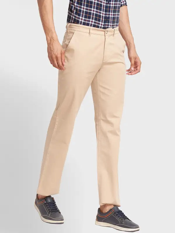 Men Regular Fit Khaki Trouser