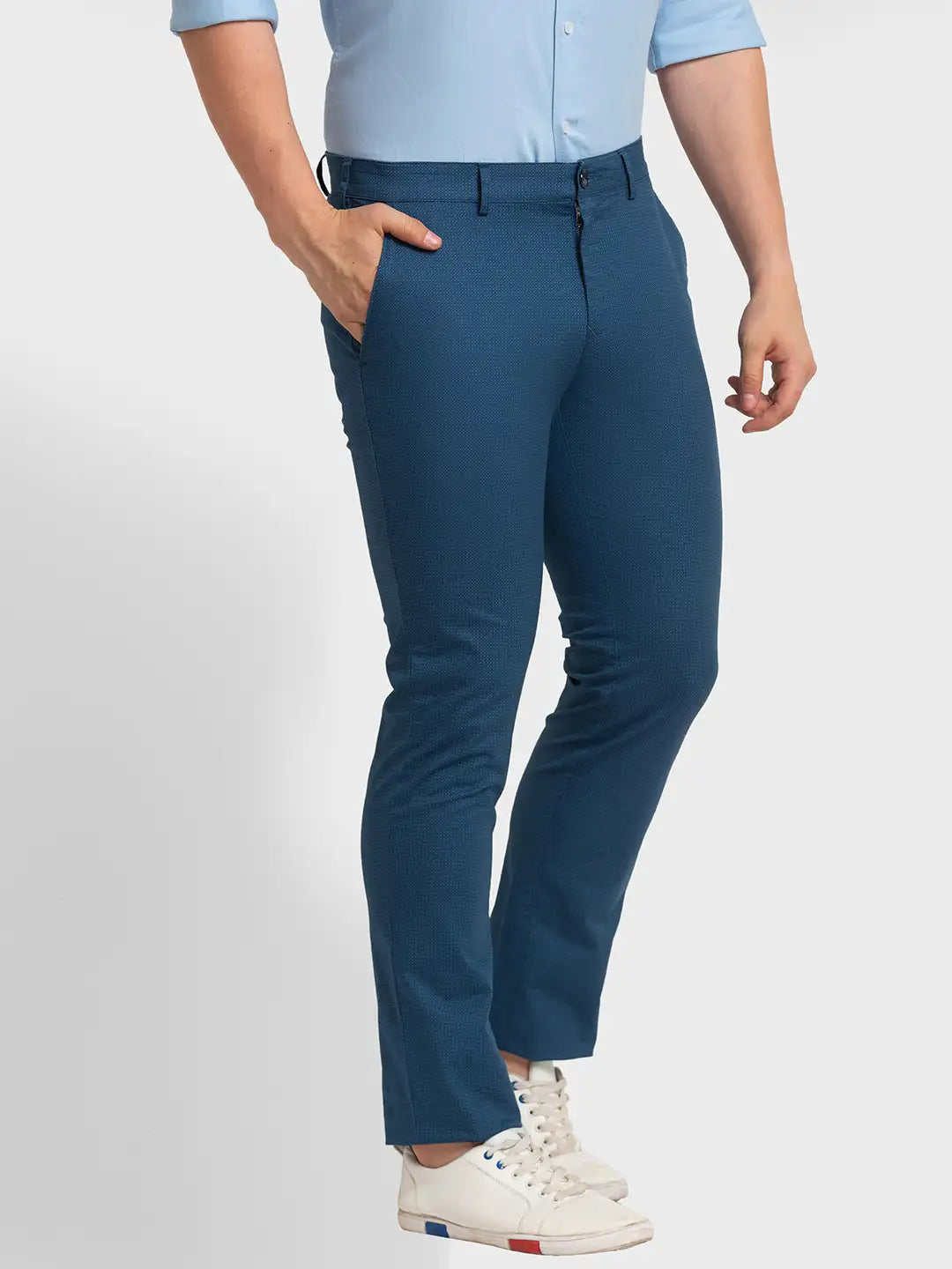 Men Regular Fit Light Grey Chinos & Trouser