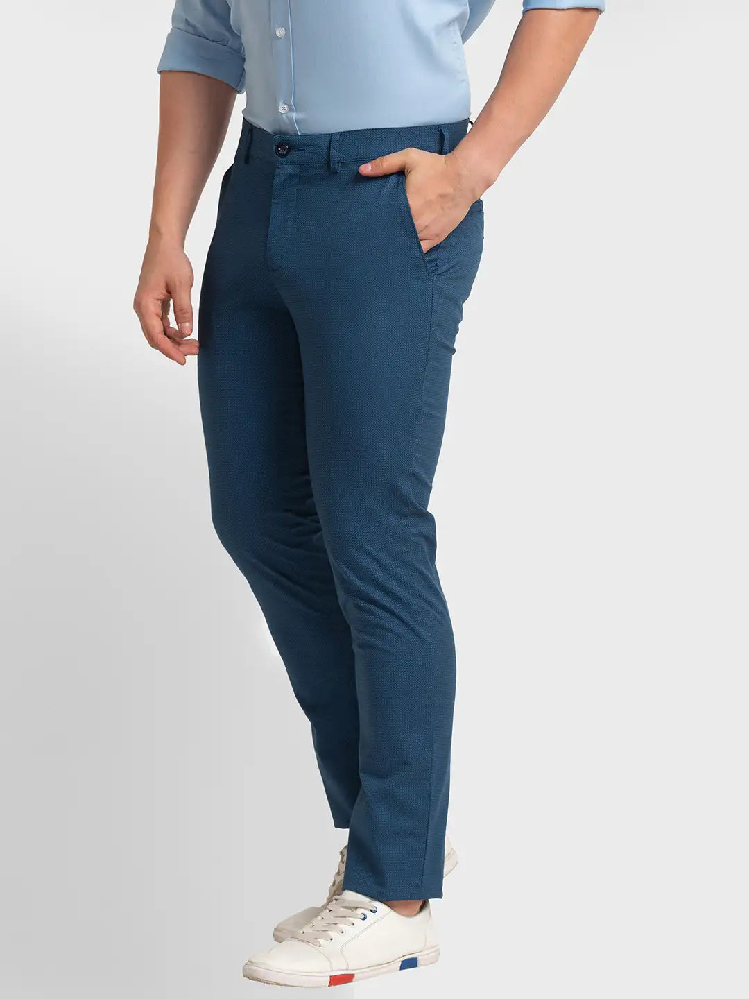 Men Regular Fit Light Grey Chinos & Trouser