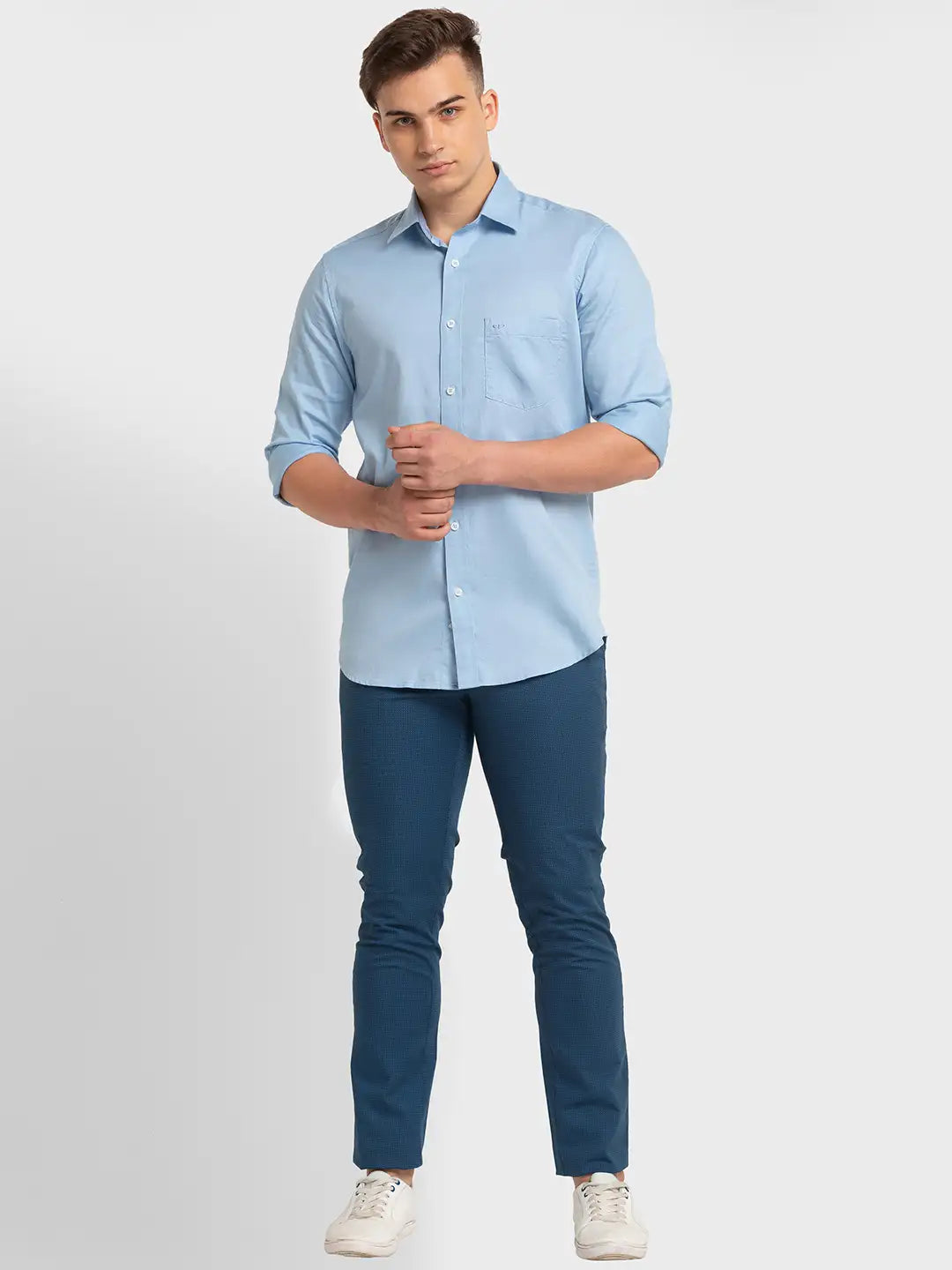 Men Regular Fit Light Grey Chinos & Trouser