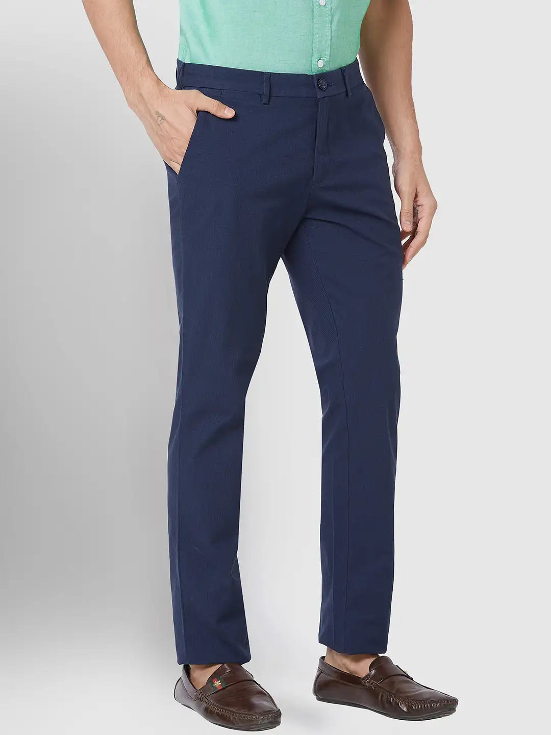 Men Contemporary Fit Khaki Trouser