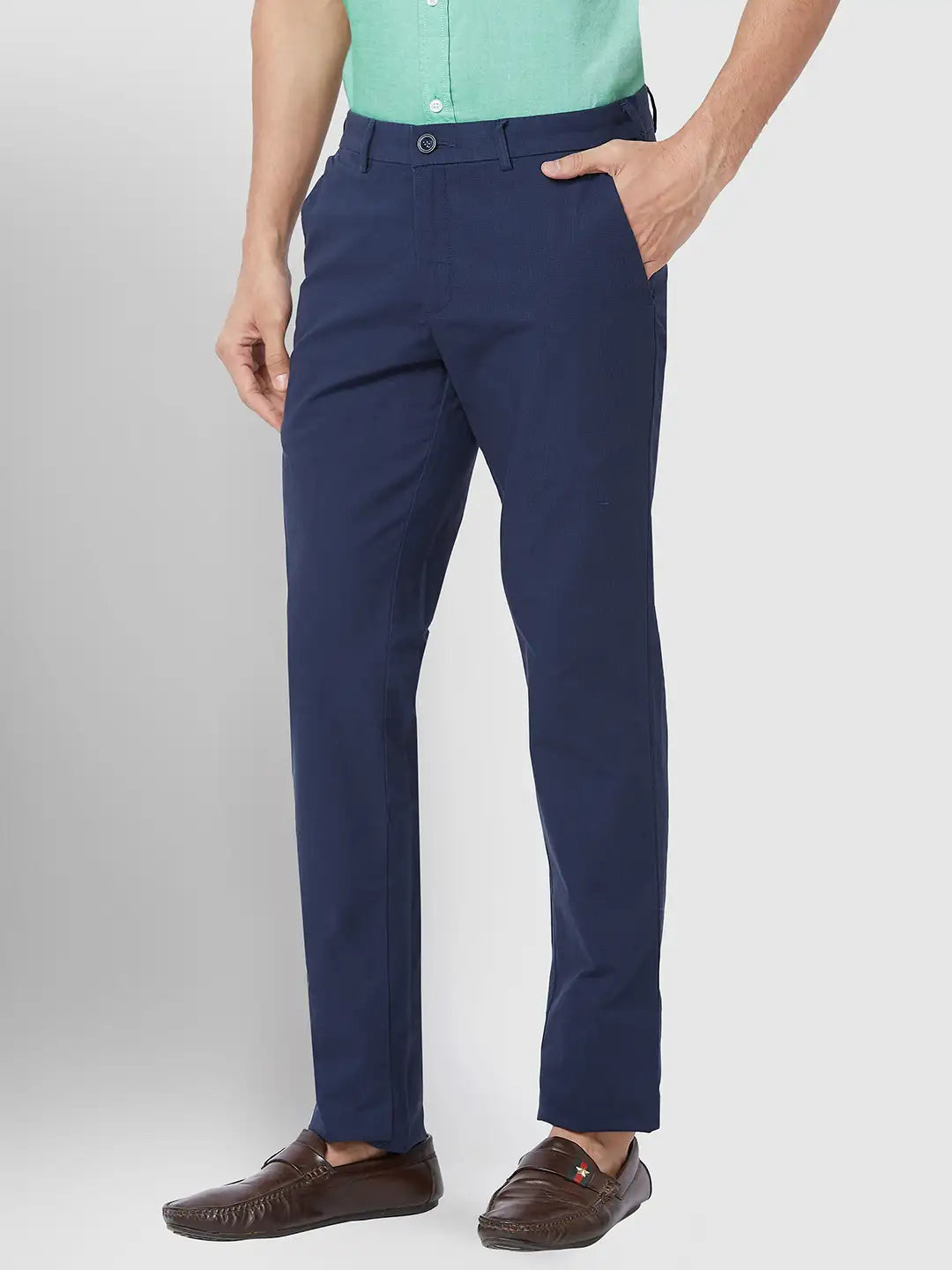 Men Contemporary Fit Khaki Trouser