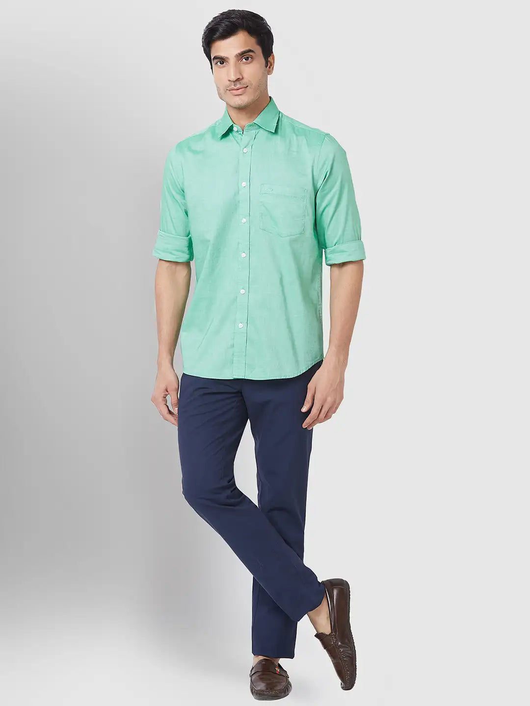 Men Contemporary Fit Khaki Trouser