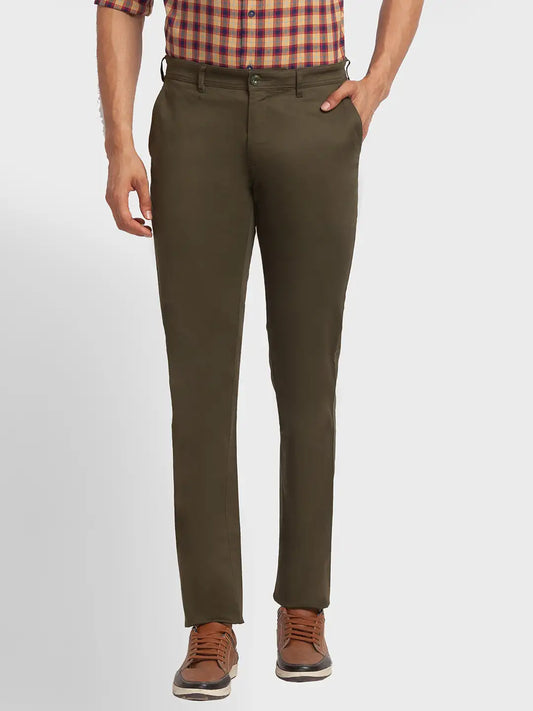 Men Regular Fit Khaki Trouser