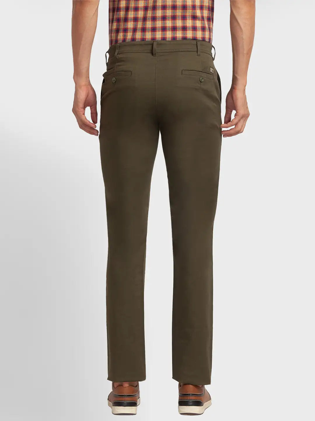 Men Regular Fit Khaki Trouser