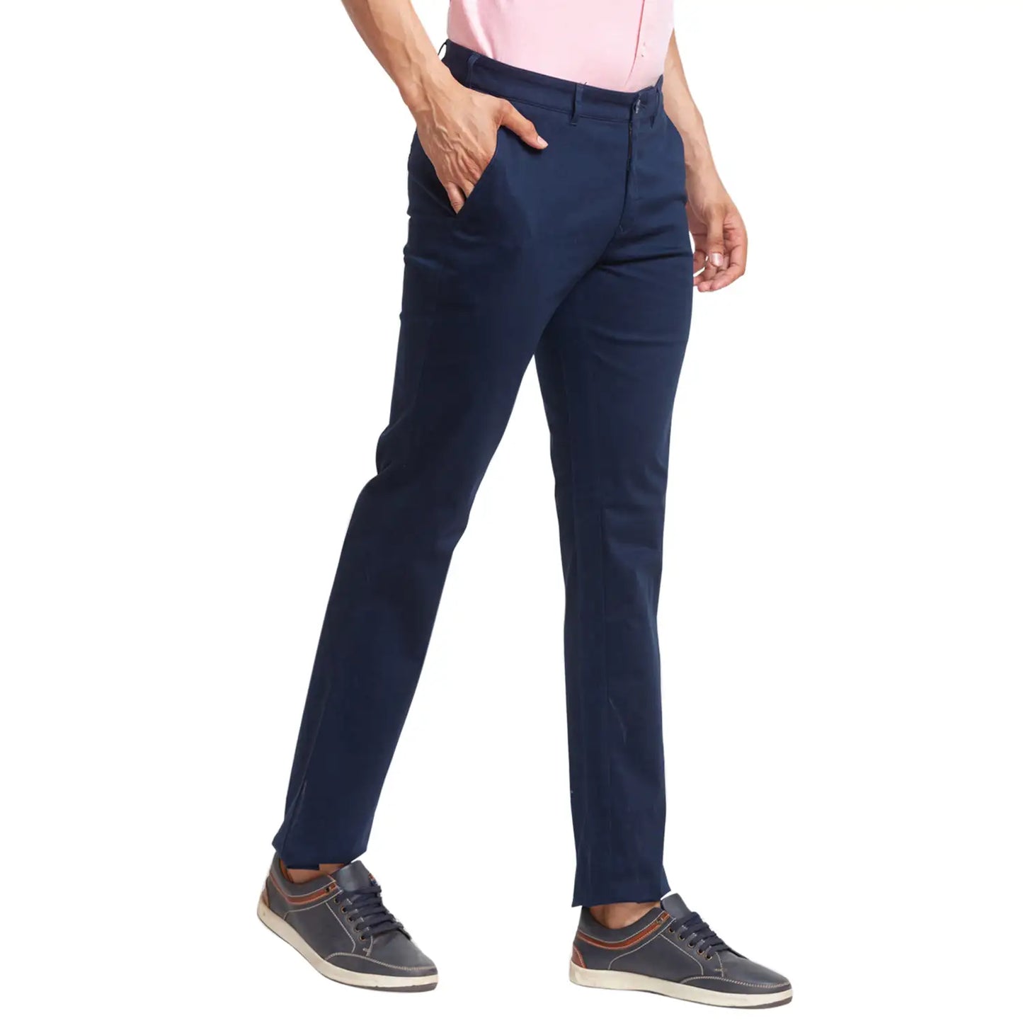 Men Slim Fit Blue Trouser