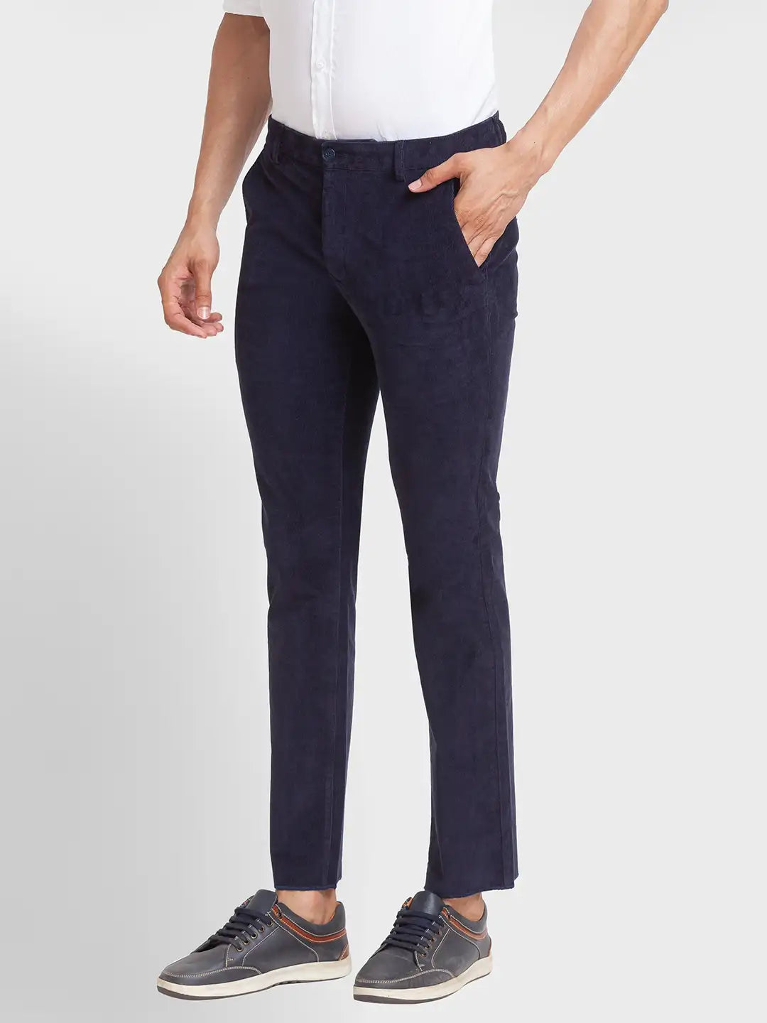 Men Regular Fit Grey Trouser