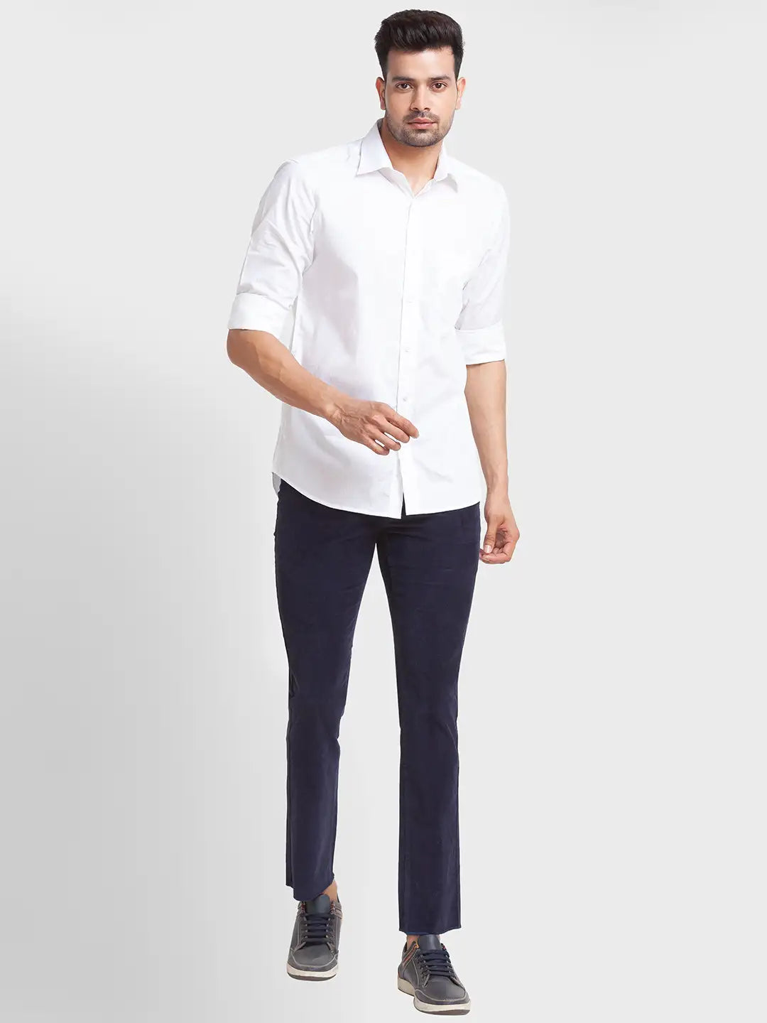 Men Regular Fit Grey Trouser