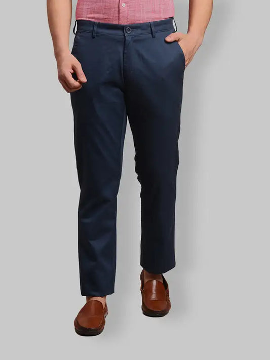 Men Slim Fit Blue Trouser