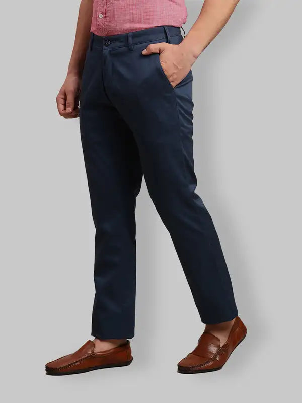 Men Slim Fit Blue Trouser