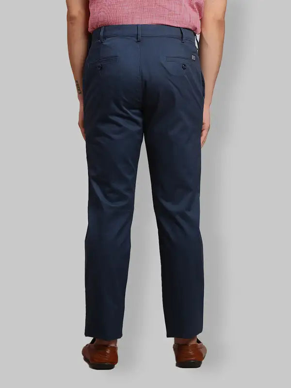 Men Slim Fit Blue Trouser