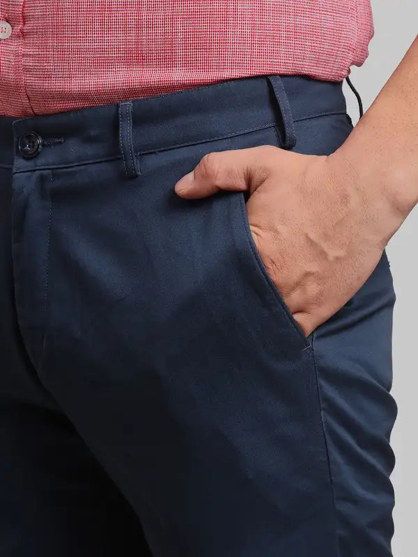 Men Slim Fit Blue Trouser
