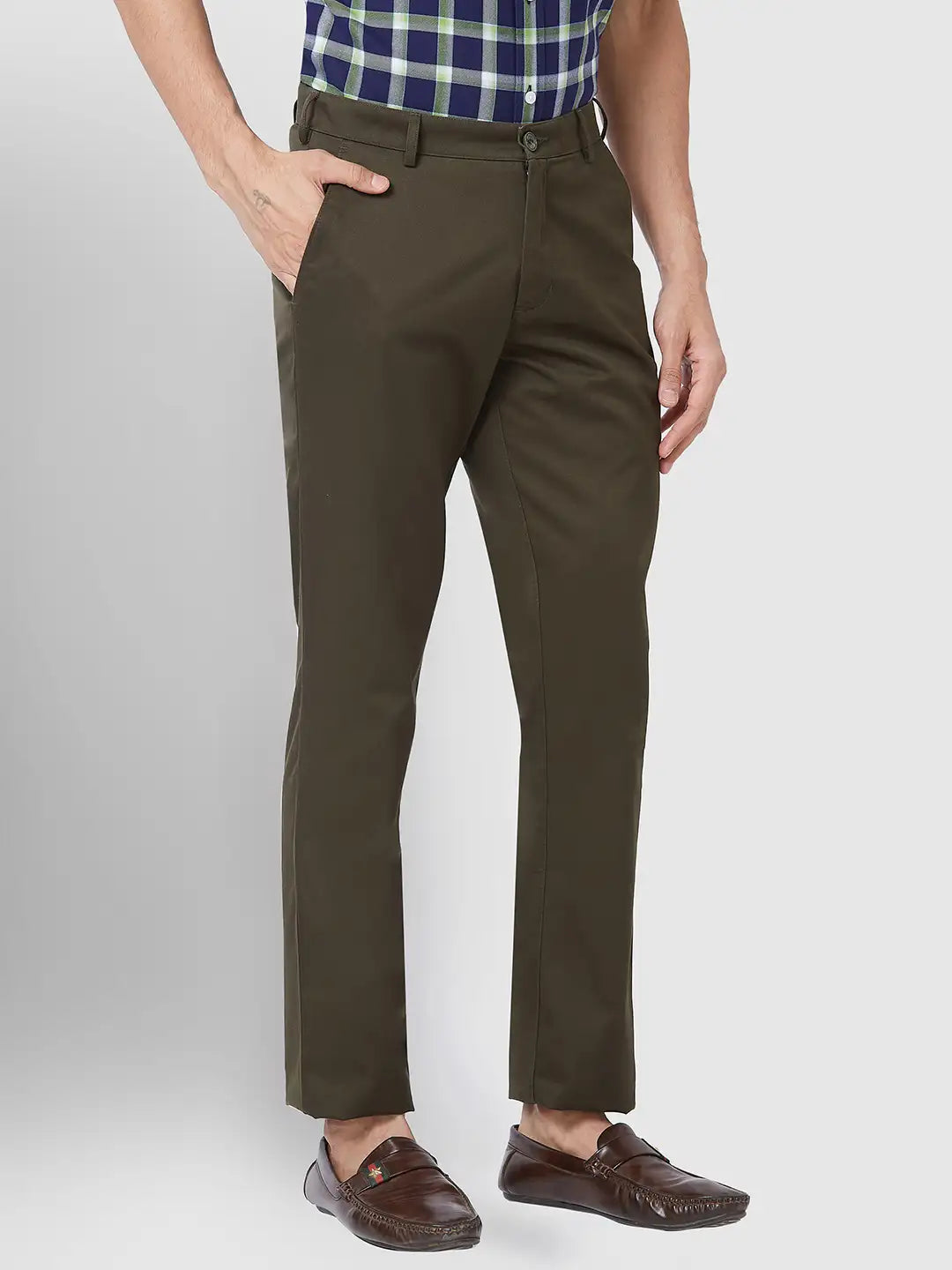 Men Contemporary Fit Grey Trouser