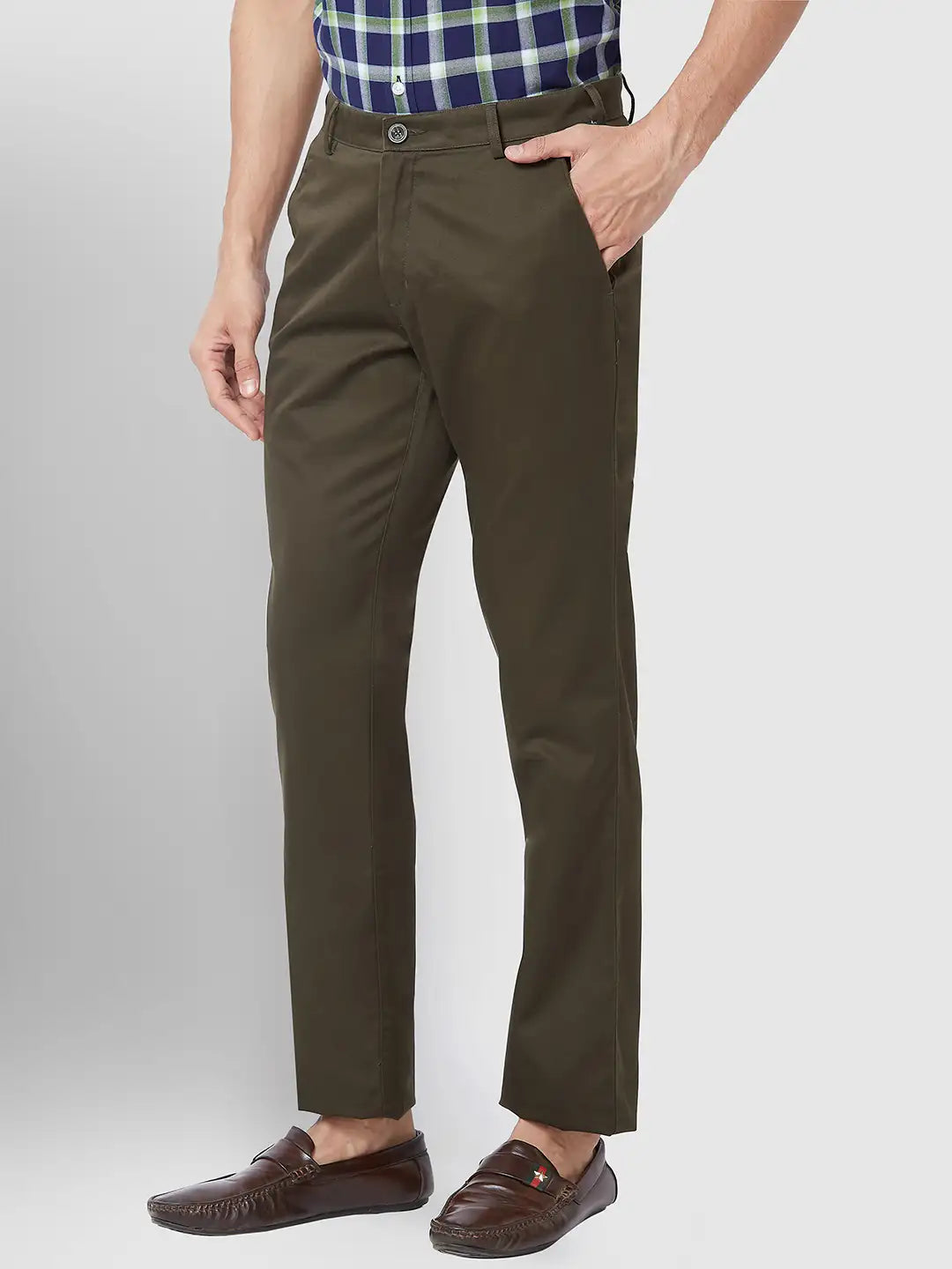 Men Contemporary Fit Grey Trouser