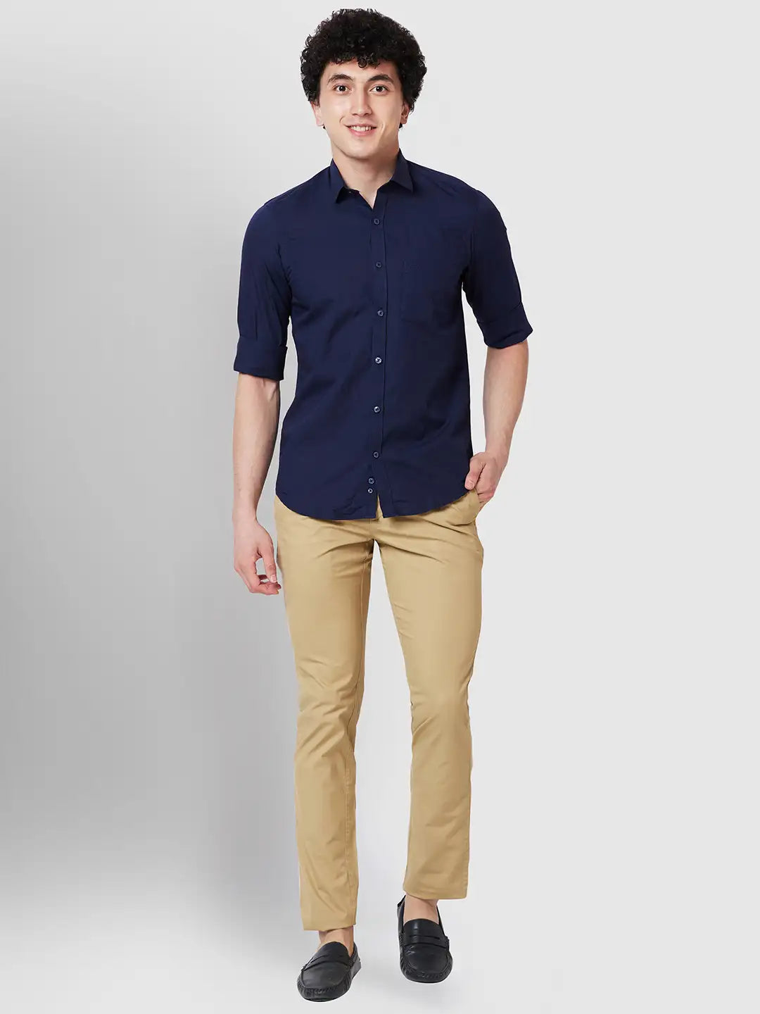 Men Contemporary Fit Blue Trouser