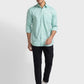 Men Green Contemporary Fit Solid Piece Dyed Cotton Blend Trouser
