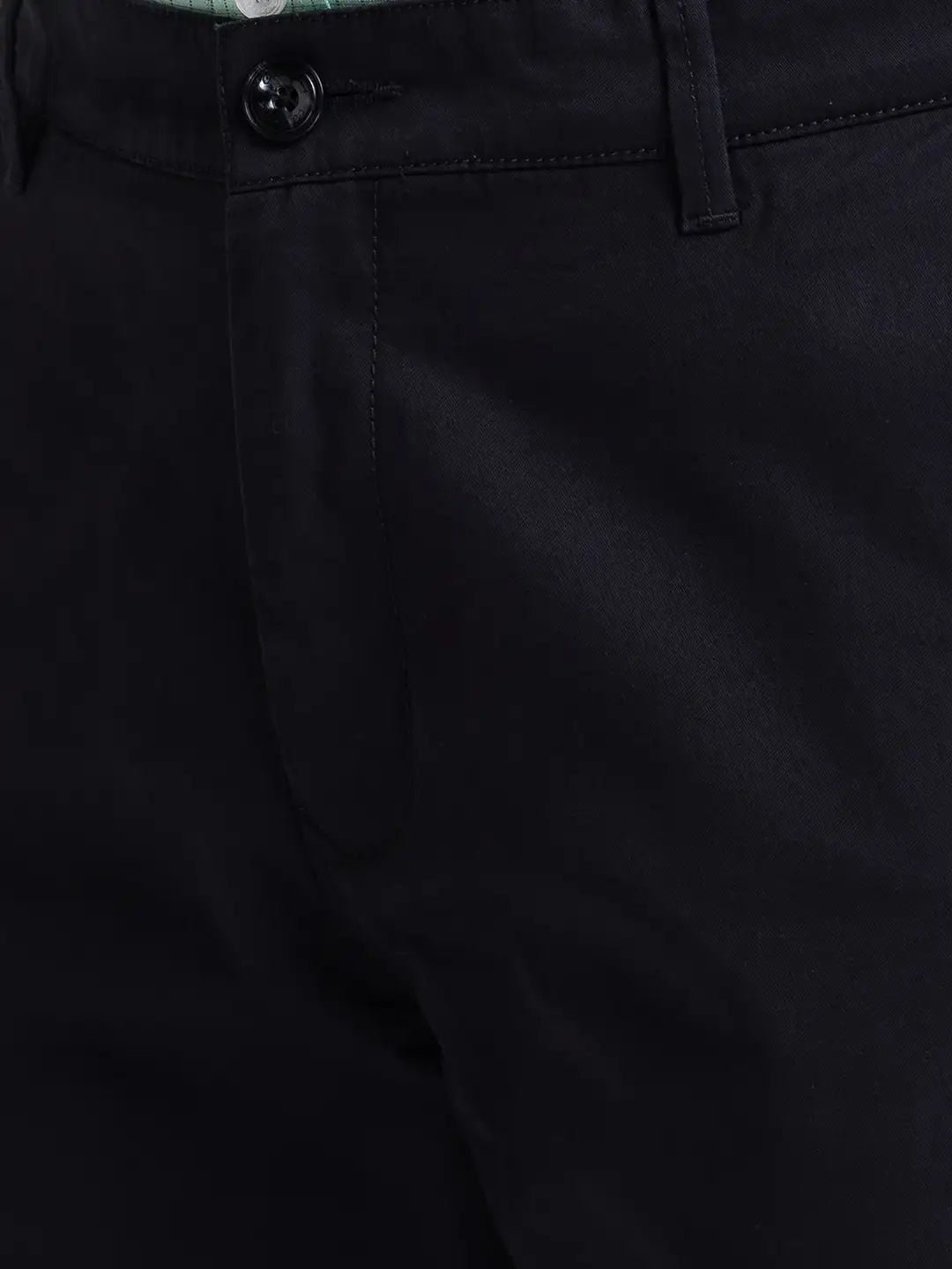 Men Green Contemporary Fit Solid Piece Dyed Cotton Blend Trouser