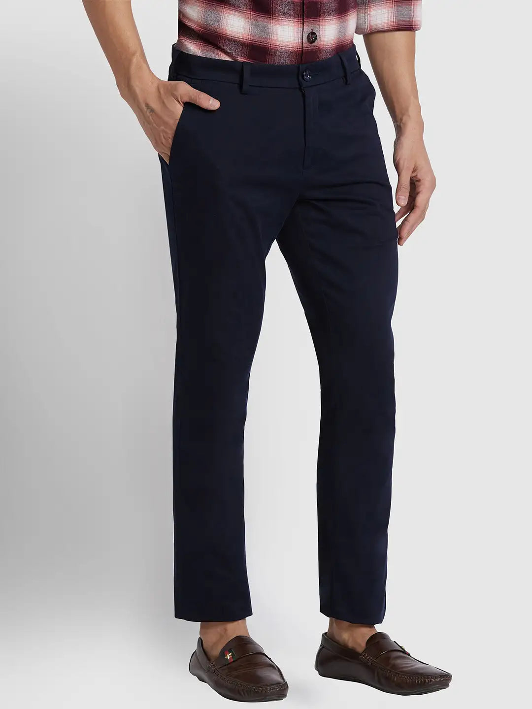 Men Slim Fit Fawn Trouser